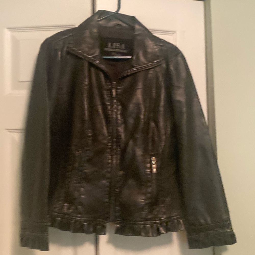 Gray faux leather jacket